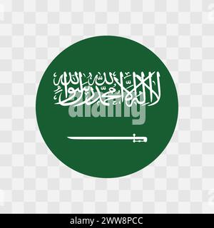 Drapeau de l'Arabie saoudite - drapeau de vecteur de cercle isolé sur fond transparent en damier Illustration de Vecteur