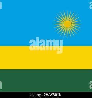 Drapeau du Rwanda - carré vecteur plat solide avec des angles vifs. Illustration de Vecteur