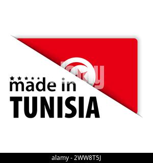 Fabriqué en Tunisie graphique et étiquette. Élément d'impact pour l'utilisation que vous voulez en faire. Illustration de Vecteur