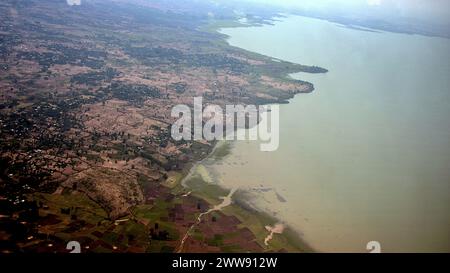 Lac Tana, 1830 mt. Au-dessus du niveau de la mer, il est la source du Nil Bleu. Dans le lac il y a beaucoup d'îles, il est riche en monastères et églises. Banque D'Images