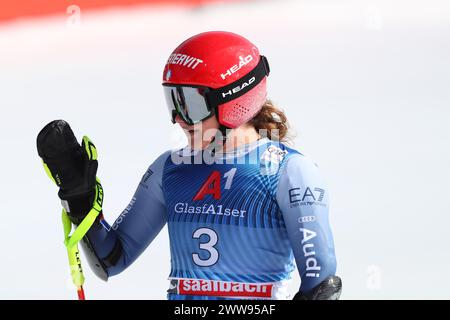 Saalbach Hinterglemm, Autriche. 22 mars 2024. Saalbach-Hinterglemm, AUTRICHE - 22 MARS : Laura Pirovano, italienne, lors de la finale de la Coupe du monde de ski alpin Audi FIS - Super G femme, le 22 mars 2024 à Saalbach-Hinterglemm, Autriche.240322 SEPA 07 149 - 20240322 PD7115 crédit : APA-defacto Datenbank und Contentmanagement GmbH/Alamy Live News Banque D'Images