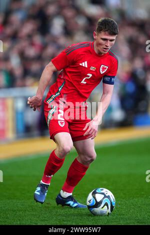 Finley Stevens du pays de Galles en action lors du match de l'UEFA Euro U21 Championship Group I à Rodney Parade, Newport. Date de la photo : vendredi 22 mars 2024. Banque D'Images