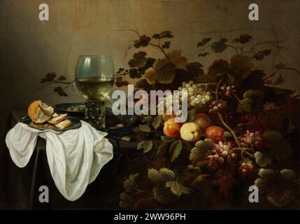 Nature morte avec fruit, pain et roemer, 1644, Szépművészeti Múzeum, Budapest. Pieter Claesz Banque D'Images