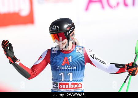 Saalbach Hinterglemm, Autriche. 22 mars 2024. Saalbach-Hinterglemm, AUTRICHE - 22 MARS : Cornelia Huetter d'Autriche lors de la finale de la Coupe du monde de ski alpin Audi FIS - Super G femme le 22 mars 2024 à Saalbach-Hinterglemm, Autriche.240322 SEPA 07 173 - 20240322 PD7748 crédit : APA-defacto Datenbank und Contentmanagement GmbH/Alamy Live News Banque D'Images