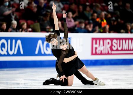 Olivia OLIVER & Filip BOJANOWSKI (POL), pendant Ice Dance Rhythm Dance, aux Championnats du monde de patinage artistique de l’ISU 2024, au Centre Bell, le 22 mars 2024 à Montréal, Canada. Crédit : Raniero Corbelletti/AFLO/Alamy Live News Banque D'Images