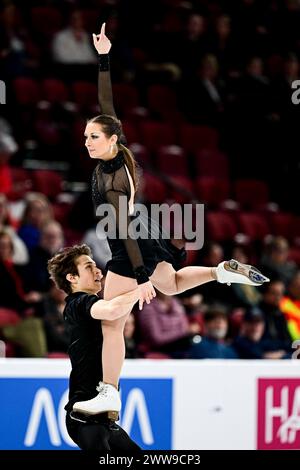 Olivia OLIVER & Filip BOJANOWSKI (POL), pendant Ice Dance Rhythm Dance, aux Championnats du monde de patinage artistique de l’ISU 2024, au Centre Bell, le 22 mars 2024 à Montréal, Canada. Crédit : Raniero Corbelletti/AFLO/Alamy Live News Banque D'Images