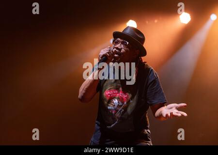 Madison, États-Unis. 21 mars 2024. Le rappeur Bruiser Wolf au Sylvee le 21 mars 2024, à Madison, Wisconsin (photo de Daniel DeSlover/Sipa USA) crédit : Sipa USA/Alamy Live News Banque D'Images