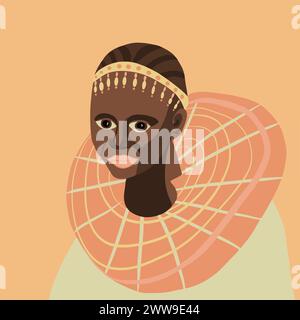 Illustration vectorielle d'un portrait d'une femme noire de Tanzanie. Illustration de Vecteur