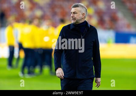 Le manager de la Roumanie, Eduard Iordanescu, lors du match international amical de football entre la Roumanie et l'Irlande du Nord le 22 mars 2024 à l'Arena Nationala à Bucarest, en Roumanie Banque D'Images