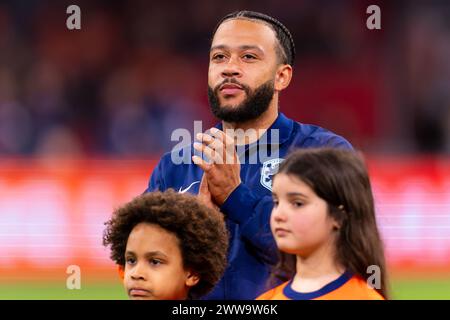 Amsterdam, pays-Bas. 22 mars 2024. AMSTERDAM, PAYS-BAS - 22 MARS : Memphis Depay des pays-Bas lors du match amical international entre les pays-Bas et l'Écosse à la Johan Cruijff Arena le 22 mars 2024 à Amsterdam, pays-Bas. (Photo de Joris Verwijst/Agence BSR) crédit : Agence BSR/Alamy Live News Banque D'Images