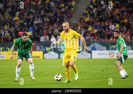 Lors du match amical international de football entre la Roumanie et l'Irlande du Nord le 22 mars 2024 à Arena Nationala à Bucarest, Roumanie - photo Mihnea Tatu/DPPI crédit : DPPI Media/Alamy Live News Banque D'Images