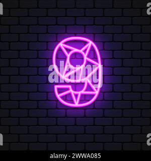 Retro neuf numéro de néon, grand design à toutes fins. Illustration vectorielle Illustration de Vecteur