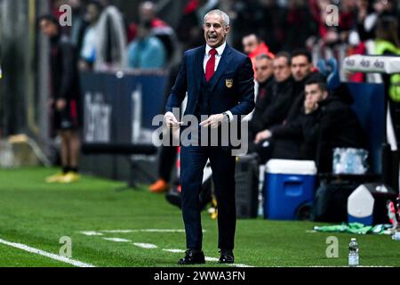 Parme, Italie, 22.03.24 : entraîneur-chef Sylvinho (Albanie) lors de l'amical international entre l'Albanie et le Chili au stade Tardini de Parme, Italia Soccer (Cristiano Mazzi/SPP) crédit : SPP Sport Press photo. /Alamy Live News Banque D'Images