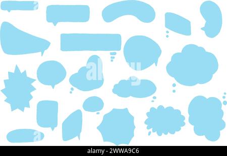 Ensemble de boules de chat patinées, cadres de chat, nuages de chat. Symboles de bulles de discussion de boîte de dialogue.texte de bulle de parole, boîte de discussion de dessin animé, boîte de message. Pensée c Illustration de Vecteur