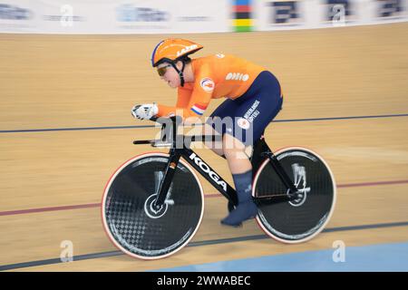 Aniek van Den Aarssen des pays-Bas dans la poursuite C3 féminine. Rio de Janeiro, Brésil. 22 mars 2024. Crédit : Casey B. Gibson/Alamy Live News Banque D'Images