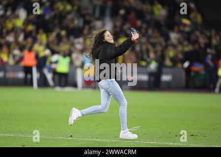 Londres, Royaume-Uni. 22 mars 2024. Londres, Angleterre, 22 mars 2024 : un pitch envahisseur lors du match amical international entre l'Espagne et la Colombie au stade de Londres à Londres, Angleterre (Alexander Canillas/SPP) crédit : SPP Sport Press photo. /Alamy Live News Banque D'Images