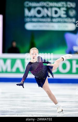 Niina PETROKINA (est), pendant le patinage libre féminin, aux Championnats du monde de patinage artistique de l’ISU 2024, au Centre Bell, le 22 mars 2024 à Montréal, Canada. Crédit : Raniero Corbelletti/AFLO/Alamy Live News Banque D'Images