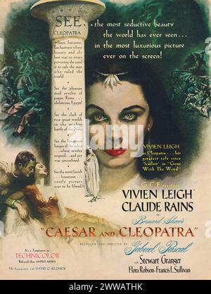 1946 publicité canadienne pour le film César et Cléopâtre, avec Vivien Leigh et Claude Rains, réalisé par Gabriel Pascal. Banque D'Images