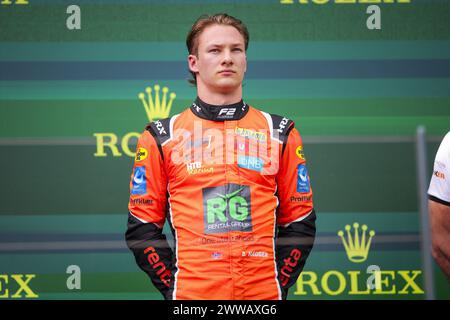 Podium, HAUGER Dennis (NOR), MP Motorsport, Dallara F2 2024, portrait lors de la 3ème manche du Championnat FIA de formule 2 2024 du 22 au 24 mars 2024 sur le circuit Albert Park, à Melbourne, Australie Banque D'Images