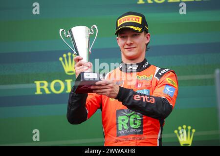 Podium, HAUGER Dennis (NOR), MP Motorsport, Dallara F2 2024, portrait lors de la 3ème manche du Championnat FIA de formule 2 2024 du 22 au 24 mars 2024 sur le circuit Albert Park, à Melbourne, Australie Banque D'Images