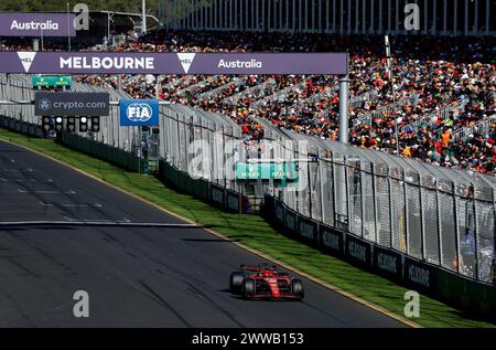 Melbourne, Australie. 23 mars 2024. Charles Leclerc de Monaco participe à la séance de qualification du Grand Prix d'Australie de formule 1 à Albert Park à Melbourne, Australie, le 23 mars 2024. Crédit : ma Ping/Xinhua/Alamy Live News Banque D'Images