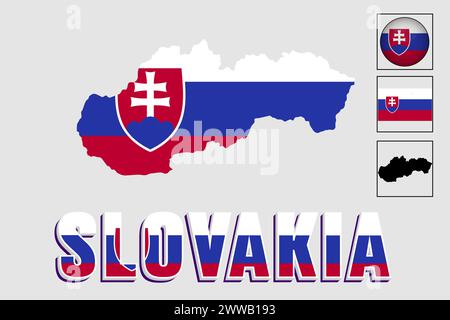 Drapeau et carte de la Slovaquie dans un graphique vectoriel Illustration de Vecteur