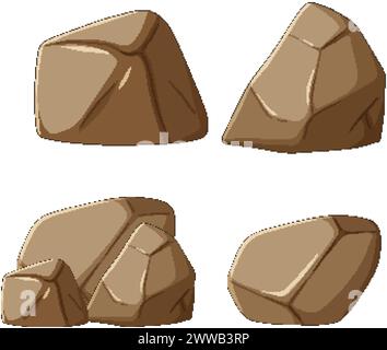 Illustration de quatre roches vectorielles stylisées différentes. Illustration de Vecteur