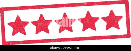 Illustration vectorielle de cinq étoiles en timbre à l'encre rouge Illustration de Vecteur