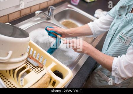 ADMR 62 - aide à domicile en milieu rural, pas de Calais. Muriel, auxiliaire de la vie sociale (AVS) travaille au domicile de M. T.. Banque D'Images
