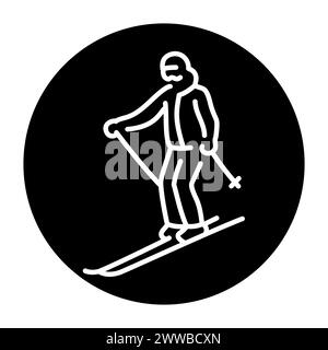 Icône de ligne noire skieur. Ski en hiver. Pictogramme pour page web, application mobile, promo. Illustration de Vecteur