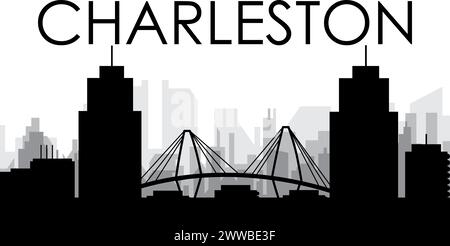 Panorama urbain de CHARLESTON, ÉTATS-UNIS Illustration de Vecteur