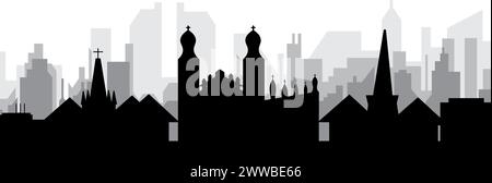 Panorama urbain de CAMBRIDGE, ROYAUME-UNI Illustration de Vecteur