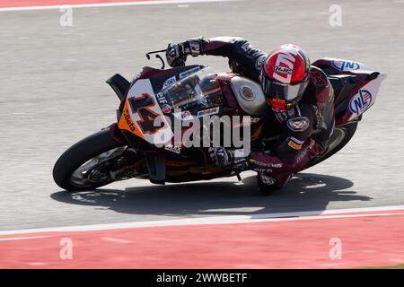 Barcelone, Espagne. 22 mars 2024. Sam Lowes de Grande-Bretagne de l'Elf Marc VdS Racing Team avec Ducati Panigale V4R lors du Championnat du monde FIM Superbike MOTUL 2024 - Pirelli Catalunya Round au circuit de Barcelona-Catalunya le 22 mars 2024 à Barcelone, Espagne crédit : DAX images/Alamy Live News Banque D'Images