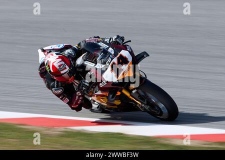 Barcelone, Espagne. 22 mars 2024. Sam Lowes de Grande-Bretagne de l'Elf Marc VdS Racing Team avec Ducati Panigale V4R lors du Championnat du monde FIM Superbike MOTUL 2024 - Pirelli Catalunya Round au circuit de Barcelona-Catalunya le 22 mars 2024 à Barcelone, Espagne crédit : DAX images/Alamy Live News Banque D'Images