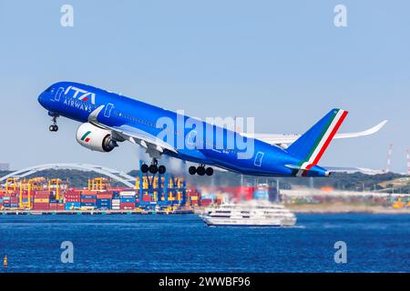 Tokyo, Japon - 25 septembre 2023 : Airbus A350-900 d'ITA Airways à l'aéroport de Tokyo Haneda (HND) au Japon. Banque D'Images