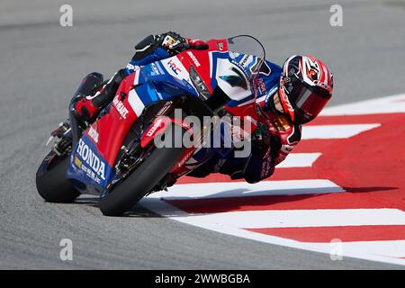 Barcelone, Espagne. 22 mars 2024. Iker Lecuona de l'Espagne de Team HRC avec Honda CBR1000 RR-R lors du Championnat du monde MOTUL FIM Superbike 2024 - Pirelli Catalunya Round au circuit de Barcelona-Catalunya le 22 mars 2024 à Barcelone, Espagne (crédit image : © David Ramirez/DAX via ZUMA Press Wire) USAGE ÉDITORIAL SEULEMENT! Non destiné à UN USAGE commercial ! Banque D'Images