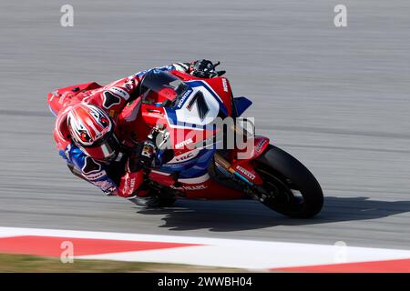 Barcelone, Espagne. 22 mars 2024. Iker Lecuona de l'Espagne de Team HRC avec Honda CBR1000 RR-R lors du Championnat du monde MOTUL FIM Superbike 2024 - Pirelli Catalunya Round au circuit de Barcelona-Catalunya le 22 mars 2024 à Barcelone, Espagne (crédit image : © David Ramirez/DAX via ZUMA Press Wire) USAGE ÉDITORIAL SEULEMENT! Non destiné à UN USAGE commercial ! Banque D'Images