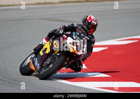 Barcelone, Espagne. 22 mars 2024. Sam Lowes de Grande-Bretagne de l'Elf Marc VdS Racing Team avec Ducati Panigale V4R lors du Championnat du monde FIM Superbike MOTUL 2024 - Pirelli Catalunya Round au circuit de Barcelona-Catalunya le 22 mars 2024 à Barcelone, Espagne (crédit image : © David Ramirez/DAX via ZUMA Press Wire) USAGE ÉDITORIAL SEULEMENT! Non destiné à UN USAGE commercial ! Banque D'Images