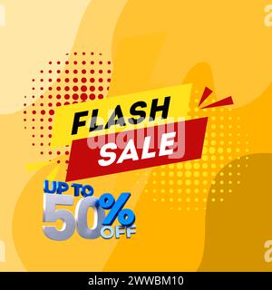 Promotion de modèle de bannière de réduction de vente flash. Jusqu'à 50 % de réduction. Illustration de Vecteur