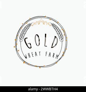 Concept de logo floral de blé de grain de luxe, modèle de logo floral de blé d'agriculture Illustration de Vecteur