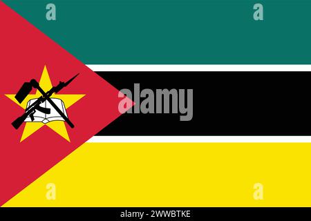 Drapeau national du Mozambique, signe du Mozambique, drapeau du Mozambique Illustration de Vecteur