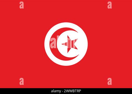 Drapeau national de Tunisie, signe de Tunisie, drapeau de Tunisie Illustration de Vecteur