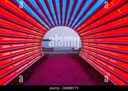 Tunnel de lumière, installation lumineuse de Gerry Ammann à Bregenz sur le lac de Constance, Vorarlberg, Autriche Banque D'Images