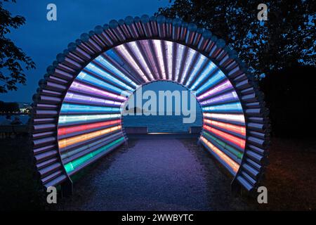 Tunnel de lumière, installation lumineuse de Gerry Ammann à Bregenz sur le lac de Constance, Vorarlberg, Autriche Banque D'Images