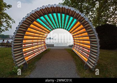 Tunnel de lumière, installation lumineuse de Gerry Ammann à Bregenz sur le lac de Constance, Vorarlberg, Autriche Banque D'Images