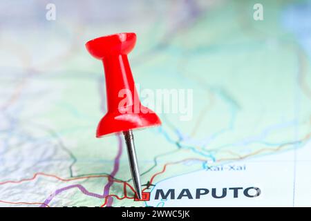 Maputo, Mozambique pin sur la carte Banque D'Images