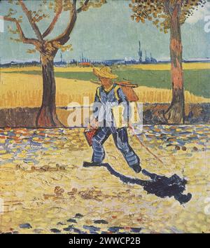 Peintre sur le chemin du travail : Vincent van Gogh sur la route de Montmajour, août 1888 (F448), huile sur toile, 48 × 44 cm, aurait été détruit par un incendie pendant la seconde Guerre mondiale Vincent van Gogh - Banque D'Images