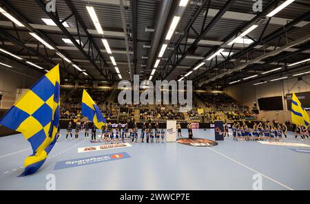 Hamar, Norvège. 23 mars 2024. Hamar, Norvège, 23 mars 2024 : vue générale de l'intérieur du site pendant le match de handball féminin de la Ligue européenne EHF entre Storhamar et Thuringer au Boligpartner Arena à Hamar, Norvège (Ane Frosaker/SPP) crédit : SPP Sport Press photo. /Alamy Live News Banque D'Images