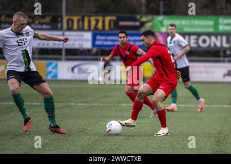 Scheveningen, pays-Bas. 23 mars 2024. SCHEVENINGEN, 23-03-2024, Sportpark Houtrust Dutch Football Tweede divisie, saison 2023/2024 entre Scheveningen et AFC Amsterdam crédit : Pro Shots/Alamy Live News Banque D'Images