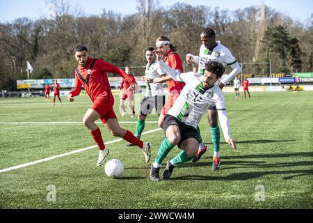 Scheveningen, pays-Bas. 23 mars 2024. SCHEVENINGEN, 23-03-2024, Sportpark Houtrust Dutch Football Tweede divisie, saison 2023/2024 entre Scheveningen et AFC Amsterdam crédit : Pro Shots/Alamy Live News Banque D'Images